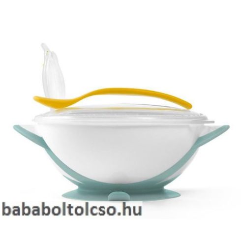 BabyOno tányér - tapadó aljú, fedeles, kanállal zöld 1063/04