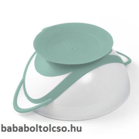 BabyOno tányér - tapadó aljú, fedeles, kanállal zöld 1063/04