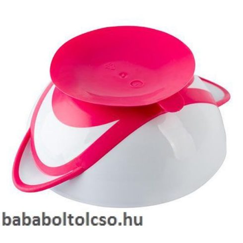 BabyOno tányér - tapadó aljú, fedeles, kanállal rózsaszín 1063/03