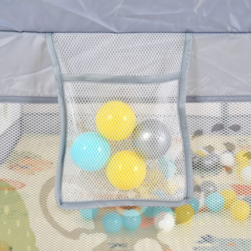GameZone összecsukható járóka szőnyeggel 60 db labdával 120x120 cm Szürke
