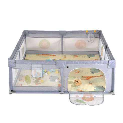 GameZone összecsukható járóka szőnyeggel 60 db labdával 180x200 cm Szürke