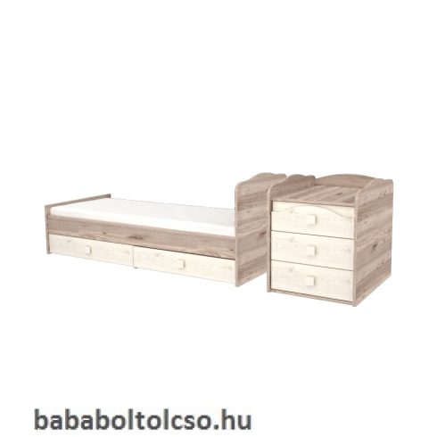Timba VIKI 70x120 cm 5 fiókos maxi kombi gyermekágy krém-fűz