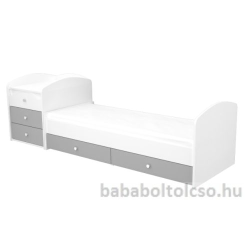 Timba ERIK 70x120 cm 5 fiókos maxi kombi gyermekágy ezüst-fehér