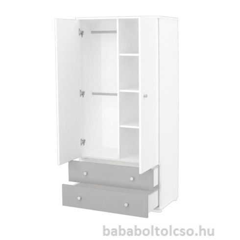 Timba ERIK 2 ajtós 2 fiókos szekrény ezüst-fehér