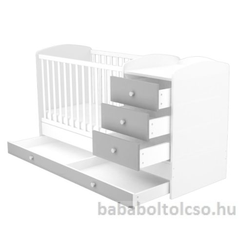 Timba ERIK 60x120 cm 3 fiókos kombi kiságy ezüst-fehér 