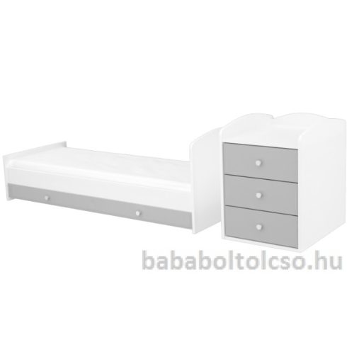 Timba ERIK 60x120 cm 3 fiókos kombi kiságy ezüst-fehér 