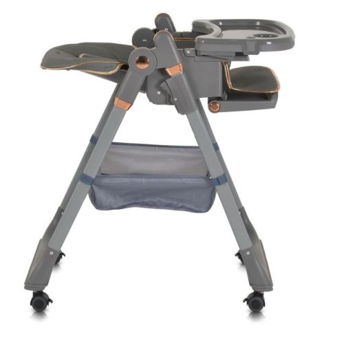 Moni Lindo multifunkciós etetőszék kiegészítőkkel (előke, kanál, villa) Szürke