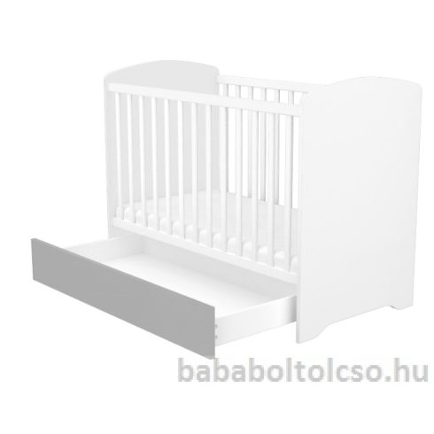 Timba ERIK 60x120 cm zárt végű ágyneműtartós kiságy ezüst-fehér