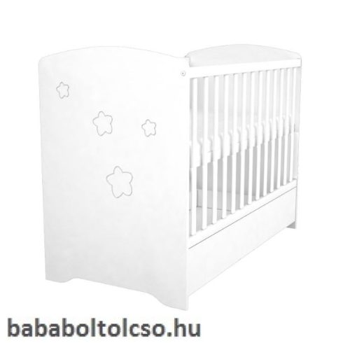 Timba FÉLIX 60x120 cm zárt végű kiságy ágyneműtartós csillagos fehér