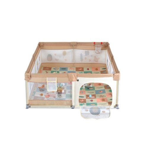 GameZone összecsukható járóka szőnyeggel 60 db labdával 120x120 cm Bézs