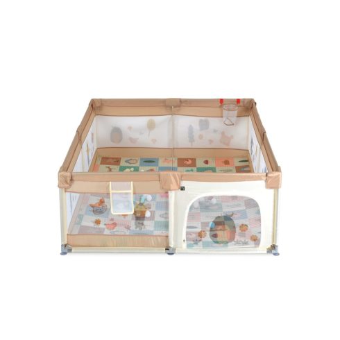 GameZone összecsukható járóka szőnyeggel 60 db labdával 120x120 cm Bézs